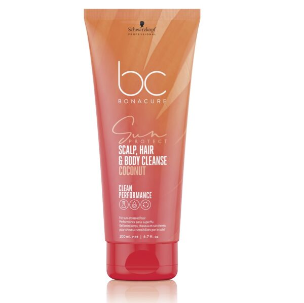 Schwarzkopf Professional Bonacure Sun Protect 3-in-1 Scalp, Hair Body & Cleanse Coconut Päikesekaitsešampoon 200ml